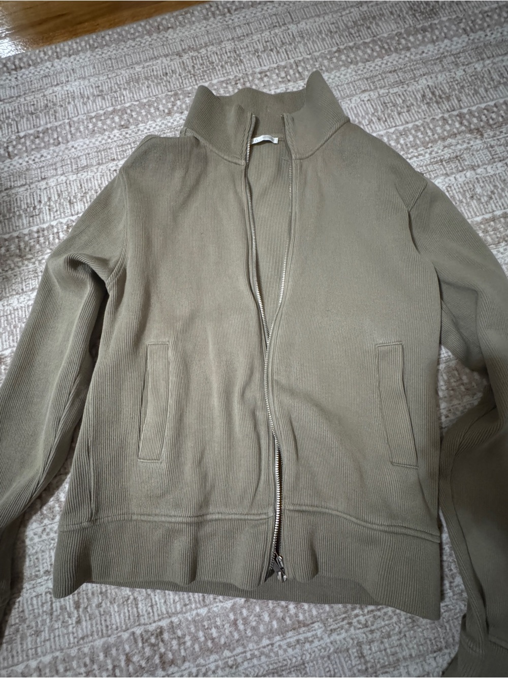 Zara Men Olive Green Full-Zip Knit Jacket